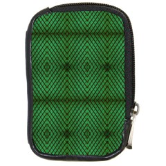 Green Diamond Grid Pattern Compact Camera Leather Case