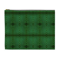 Green Diamond Grid Pattern Cosmetic Bag (XL)