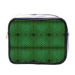 Green Diamond Grid Pattern Mini Toiletries Bag (One Side)