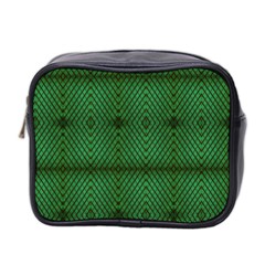 Green Diamond Grid Pattern Mini Toiletries Bag (Two Sides)