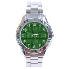 Green Diamond Grid Pattern Stainless Steel Analogue Watch