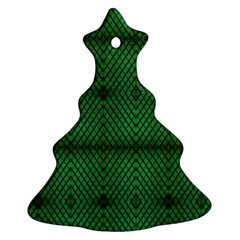 Green Diamond Grid Pattern Christmas Tree Ornament (Two Sides)