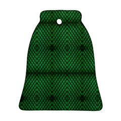 Green Diamond Grid Pattern Bell Ornament (Two Sides)