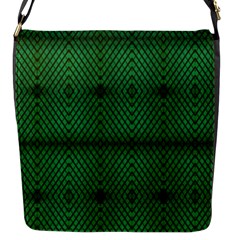 Green Diamond Grid Pattern Flap Closure Messenger Bag (S)