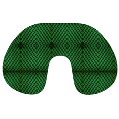 Green Diamond Grid Pattern Travel Neck Pillow