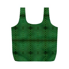 Green Diamond Grid Pattern Full Print Recycle Bag (M)