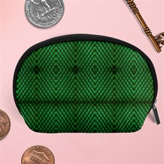 Green Diamond Grid Pattern Accessory Pouch (Large)