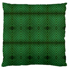 Green Diamond Grid Pattern Large Premium Plush Fleece Cushion Case (One Side)