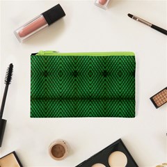 Green Diamond Grid Pattern Cosmetic Bag (XS)