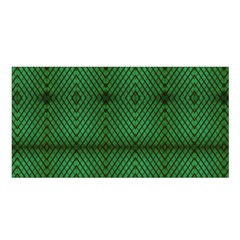 Green Diamond Grid Pattern Satin Shawl 45  x 80 