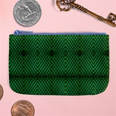 Green Diamond Grid Pattern Large Coin Purse