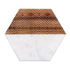 Green Diamond Grid Pattern Marble Wood Coaster (hexagon)  by ExtraGoodSauce