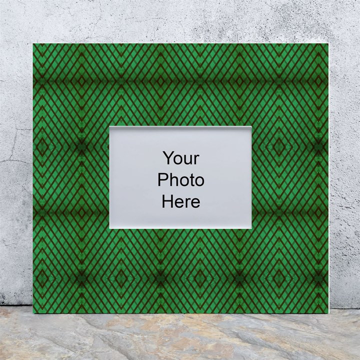 Green Diamond Grid Pattern White Wall Photo Frame 5  x 7 