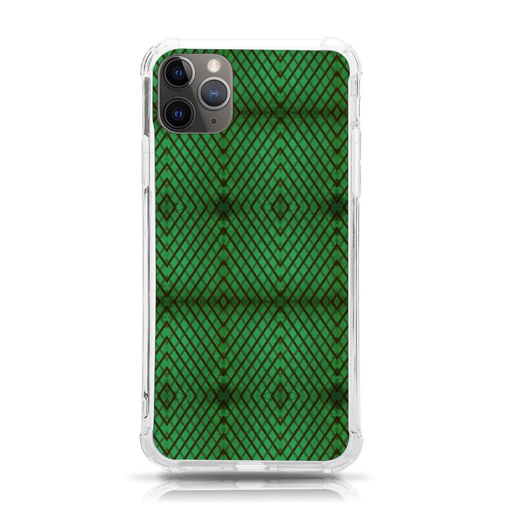 Green Diamond Grid Pattern iPhone 11 Pro Max 6.5 Inch TPU UV Print Case