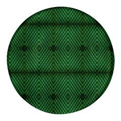 Green Diamond Grid Pattern Round Glass Fridge Magnet (4 Pack) by ExtraGoodSauce