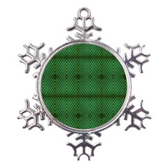 Green Diamond Grid Pattern Metal Large Snowflake Ornament by ExtraGoodSauce