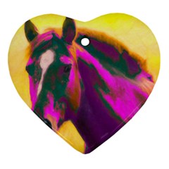 Vibrant Abstract Equine Art Ornament (heart) by ExtraGoodSauce