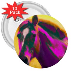 Vibrant Abstract Equine Art 3  Buttons (10 Pack)  by ExtraAwesomeSauce