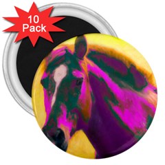 Vibrant Abstract Equine Art 3  Magnets (10 Pack)  by ExtraAwesomeSauce