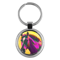 Vibrant Abstract Equine Art Key Chain (round)