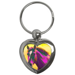 Vibrant Abstract Equine Art Key Chain (heart)