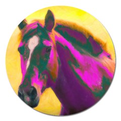 Vibrant Abstract Equine Art Magnet 5  (round) by ExtraGoodSauce