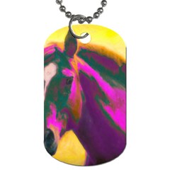 Vibrant Abstract Equine Art Dog Tag (one Side) by ExtraGoodSauce