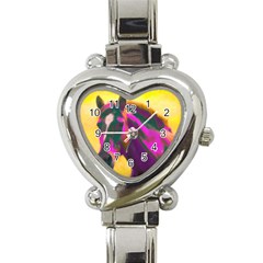 Vibrant Abstract Equine Art Heart Italian Charm Watch by ExtraGoodSauce