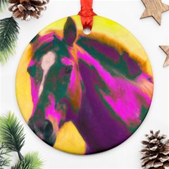 Vibrant Abstract Equine Art Round Ornament (two Sides)