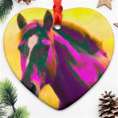 Vibrant Abstract Equine Art Heart Ornament (two Sides) by ExtraGoodSauce