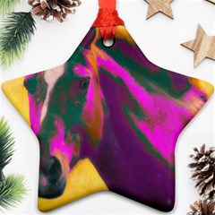 Vibrant Abstract Equine Art Star Ornament (two Sides) by ExtraGoodSauce