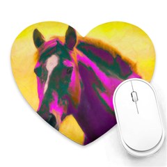 Vibrant Abstract Equine Art Heart Mousepad by ExtraGoodSauce