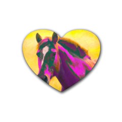 Vibrant Abstract Equine Art Rubber Coaster (heart) by ExtraGoodSauce