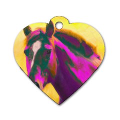 Vibrant Abstract Equine Art Dog Tag Heart (one Side) by ExtraAwesomeSauce