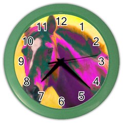 Vibrant Abstract Equine Art Color Wall Clock by ExtraGoodSauce