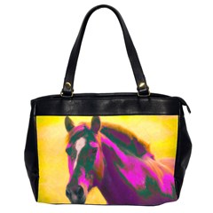 Vibrant Abstract Equine Art Oversize Office Handbag (2 Sides) by ExtraGoodSauce