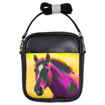 Vibrant Abstract Equine Art Girls Sling Bag Front