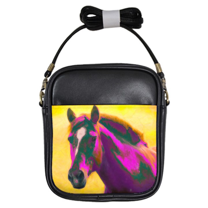 Vibrant Abstract Equine Art Girls Sling Bag