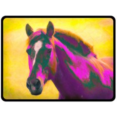 Vibrant Abstract Equine Art Fleece Blanket (large) by ExtraGoodSauce