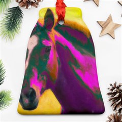 Vibrant Abstract Equine Art Bell Ornament (two Sides) by ExtraGoodSauce