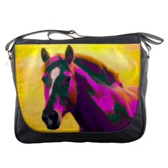 Vibrant Abstract Equine Art Messenger Bag by ExtraGoodSauce