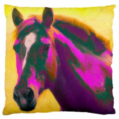 Vibrant Abstract Equine Art Large Cushion Case (one Side) by ExtraGoodSauce