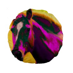 Vibrant Abstract Equine Art Standard 15  Premium Round Cushions by ExtraGoodSauce