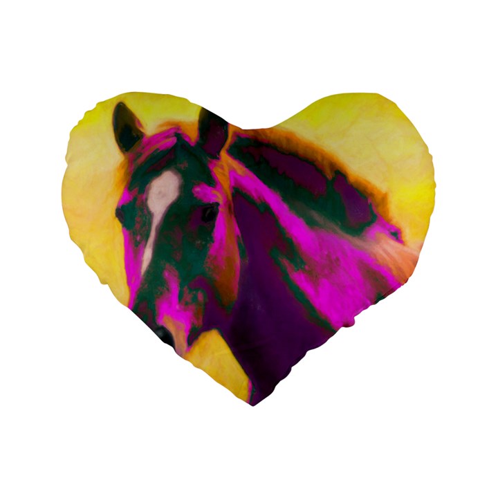 Vibrant Abstract Equine Art Standard 16  Premium Heart Shape Cushions