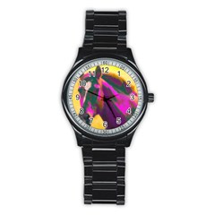 Vibrant Abstract Equine Art Stainless Steel Round Watch by ExtraGoodSauce