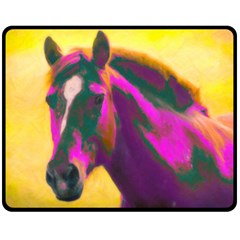 Vibrant Abstract Equine Art Two Sides Fleece Blanket (medium) by ExtraGoodSauce