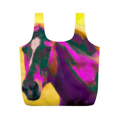 Vibrant Abstract Equine Art Full Print Recycle Bag (m) by ExtraGoodSauce