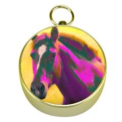 Vibrant Abstract Equine Art Gold Compasses by ExtraGoodSauce