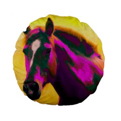 Vibrant Abstract Equine Art Standard 15  Premium Flano Round Cushions by ExtraGoodSauce