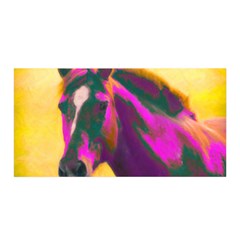 Vibrant Abstract Equine Art Satin Wrap 35  X 70  by ExtraAwesomeSauce